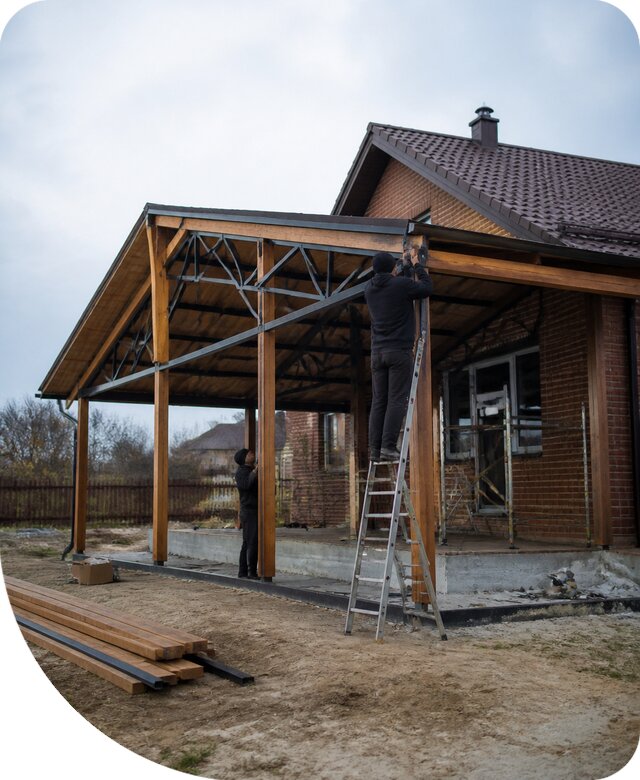 Пристройка навеса к дому и участку в Ревде под ключ
